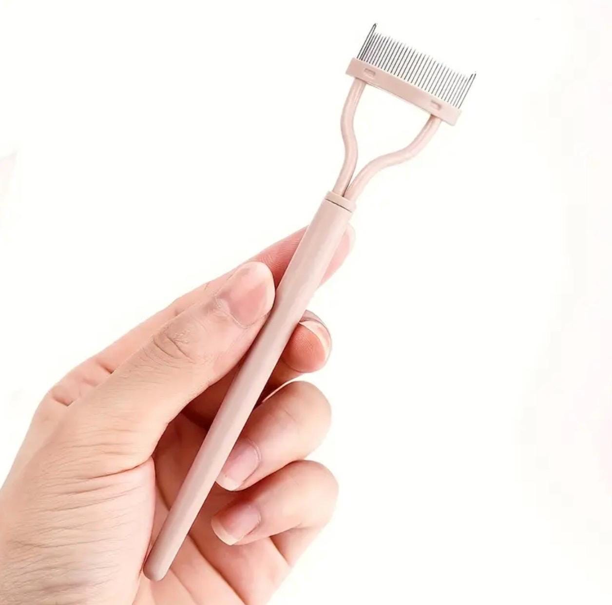 Eyelash Separator Tool with Pink Handle - Precision Mascara Brush and Comb for Flawless Lash Application,