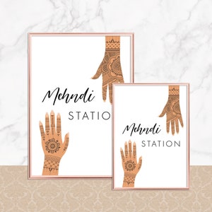 Mehndi Station Print | Henna Wedding Unframed | Indian Event Prints | Table Decor | Mehndi Jaggo Night Stationery | Mehndi Design Signs