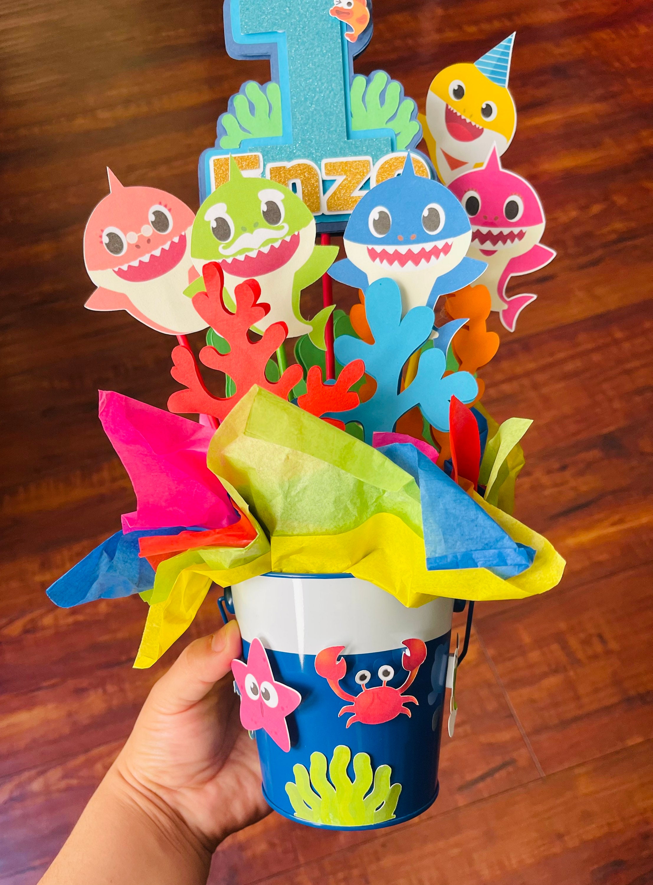 Baby Shark Party Centerpiece Favors Shark Family Etsy