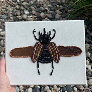 Hand-Beaded Beetle Insect Wall Art