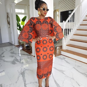 orange funeral dress Funeral Ankara Clothing