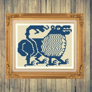 Grödinge Lion - 15th Century Tapesty - Cross Stitch Design - Digital PDF
