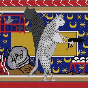 Medieval Cats -13th Century - Illumination - Cross Stitch Pattern - Digital PDF