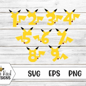 Pikachu Geburtstag Zahlen SVG Bundle