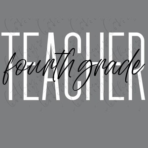 Professeur de quatrième année PNG Design en blanc et noir // Elementary PNG Design // Instant Download // Sublimation Design // Personal Use