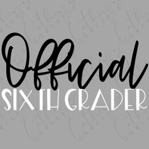 Officiel de sixième année en blanc et noir PNG Design // Sixth Grade PNG Design // Téléchargement instantané // Sublimation Design // Personal Use PNG