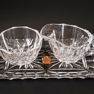 Vintage Nachtmann 24% Lead Crystal Set Milk Sugar Bowl with Tray