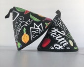 Set of 2 Mini pot holders. staub holder, cast iron holder, lid holder,