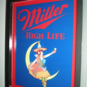 Miller High Life Girl on Moon Served Here Beer Bar Man Cave Retro Lighted Advertising Sign