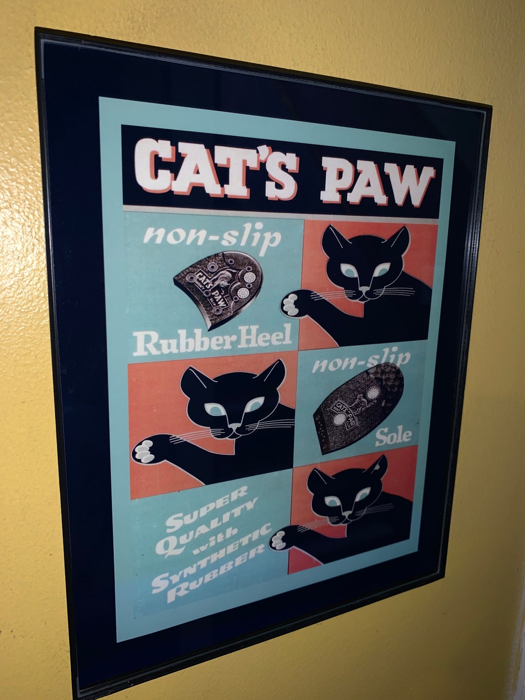 Cat's Paw Shoe Repair Cobbler Store Framed Advertising Print Man Cave