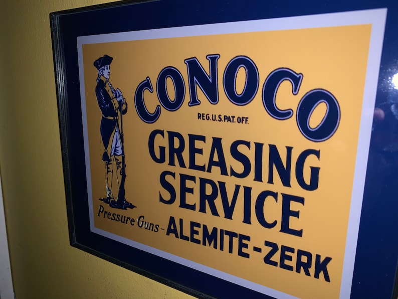 Conoco Greasing Service Oil Gas Service Station Mechanic Garage Bar ...