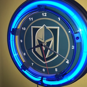 Las Vegas Golden Knights Hockey Man Cave Bar Neon Wall Clock Man Cave Sign
