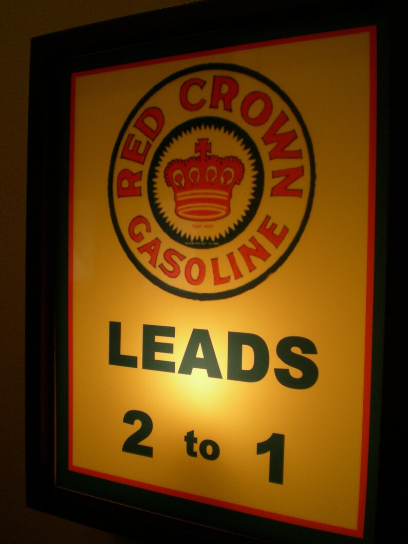 Red Crown Oil Gas Service Station Garage Mechanic Man Cave Lighted ...