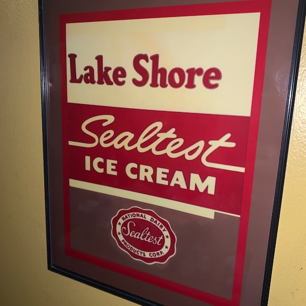 Lake Shore SealTest Ice Cream Parlor Restaurant Diner Kitchen Framed Advertising Print Man Cave Sign