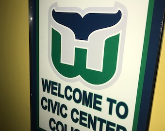 Hartford Whalers Bar Hockey Throwback Stadium Gameroom Framed Advertising Print Man Cave Sign