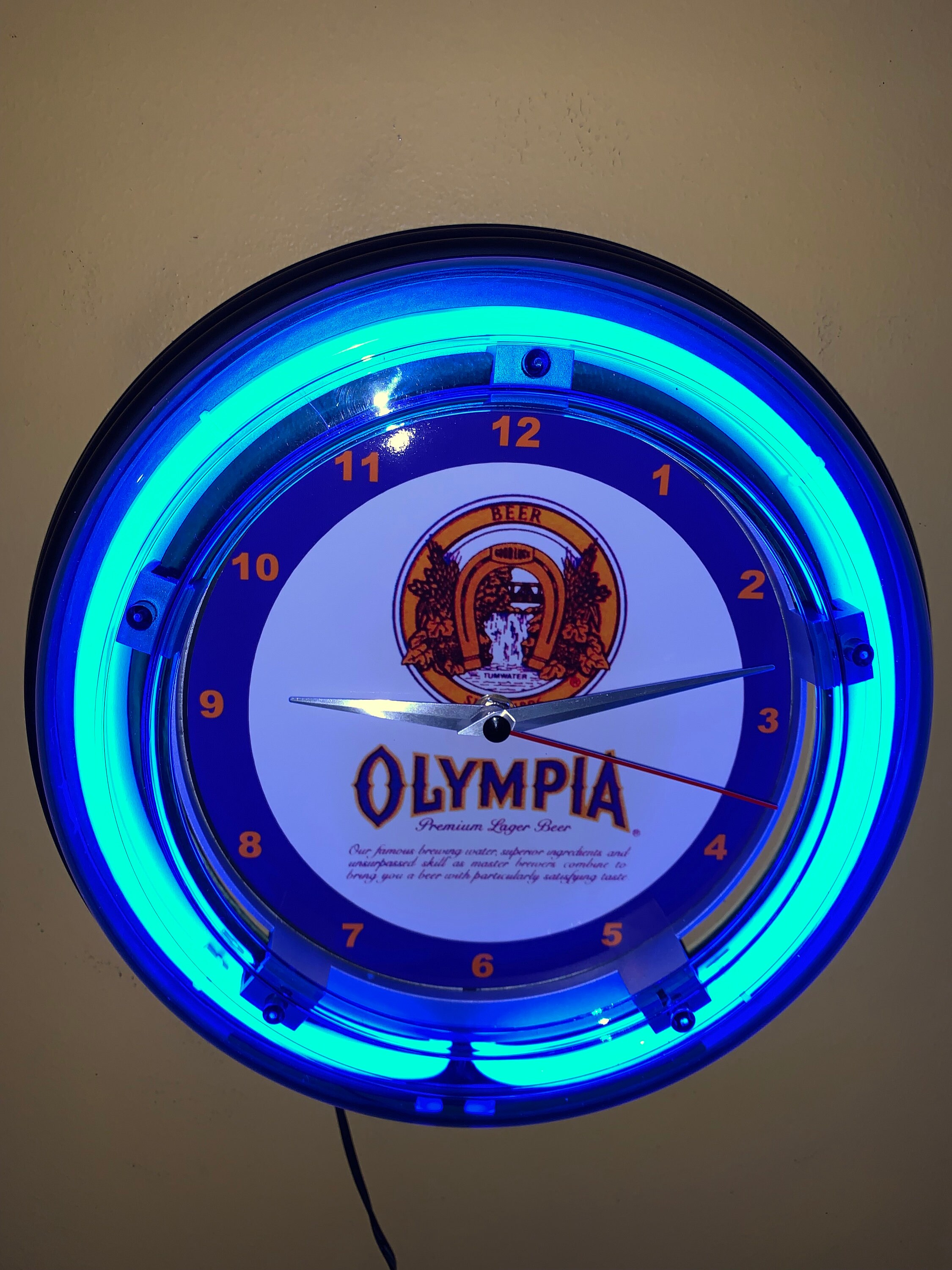 OLY Olympia Beer Bar Man Cave Neon Wall Clock Advertising