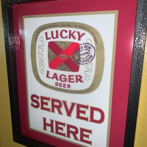 Lucky Lager Beer Bar Man Cave Letrero publicitario iluminado