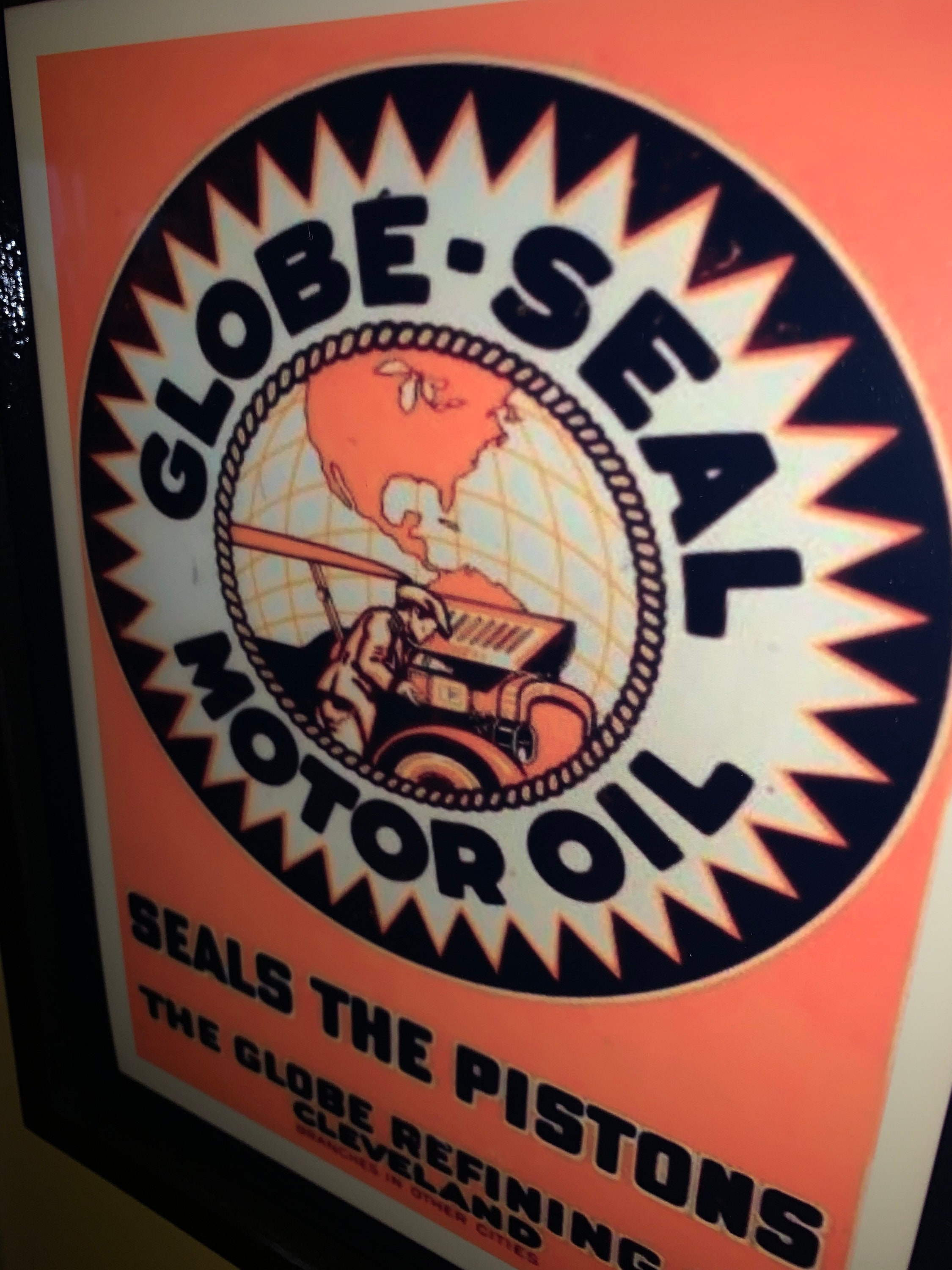 Globe Seal Motor Oil Gas Service Station Garage Bar Man Cave Lighted ...