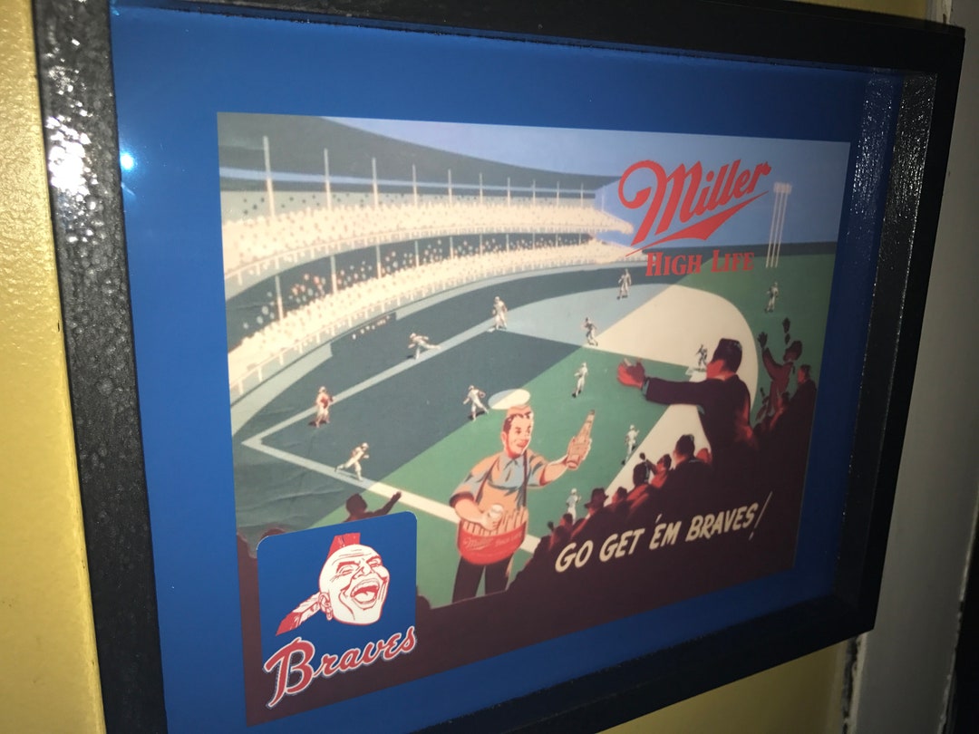 Atlanta Braves Baseball Stadium Throwback Miller High Life Beer Bar Man Atlanta braves baseball stadium throwback miller high life beer bar man