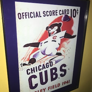 Chicago Cubs 1941 Baseball Throwback Stadium Gameroom Framed Advertising Print Man Cave Sign