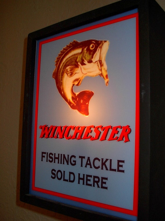 Winchester Lures Fishing Bass Bait Shop Man Cave Lighted
