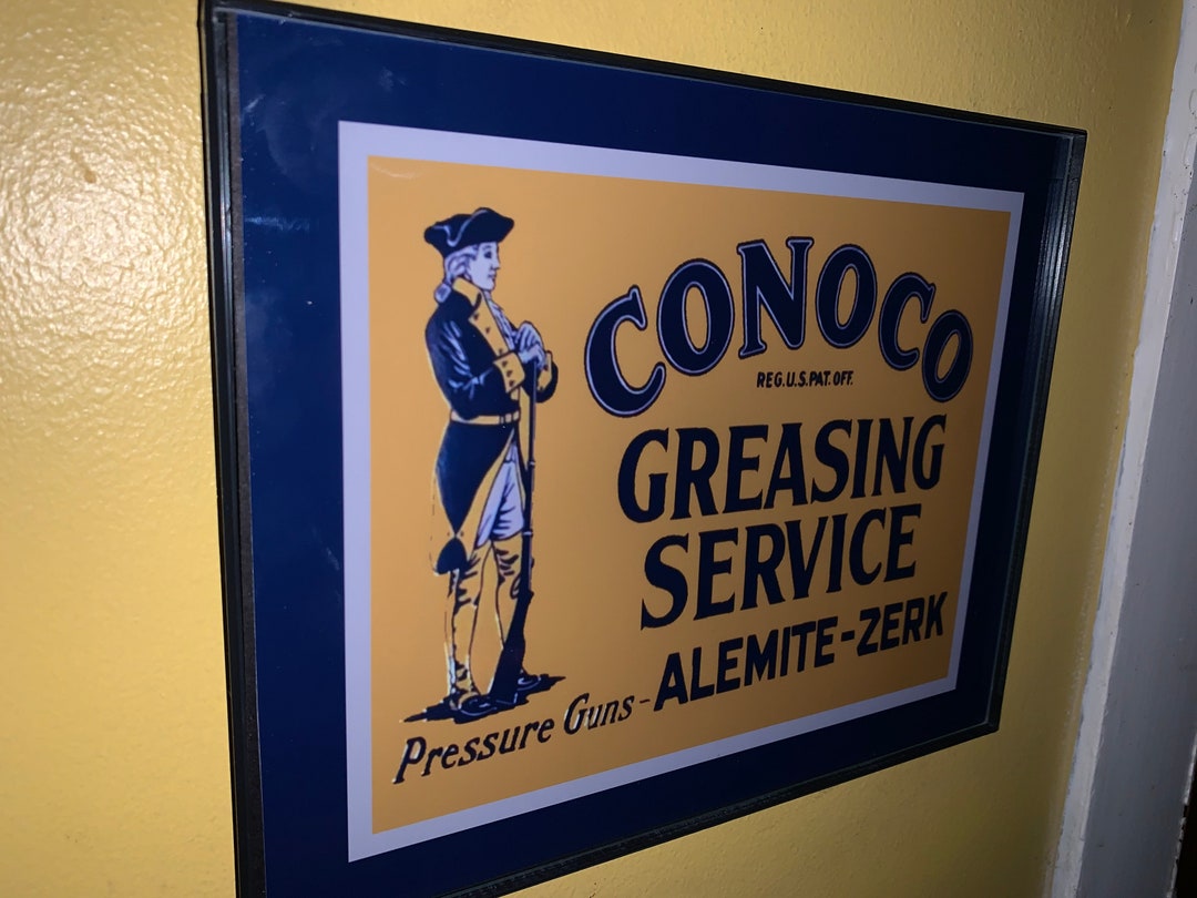 Conoco Greasing Service Oil Gas Service Station Mechanic Garage Bar ...