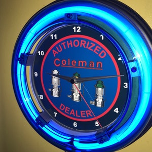 Coleman Camping Lanterns OldLogo Sporting Goods Store Garage Bar Man Cave Retro Advertising Neon Wall Clock Sign