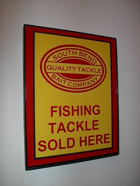 South Bend Fishing Lure Tackle Bait Shop Bar Framed Advertising Print Man  Cave Sign 