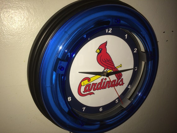 St. Louis Cardinals Baseball Bar RED Neon Wall Clock Advertising Man Cave  Sign