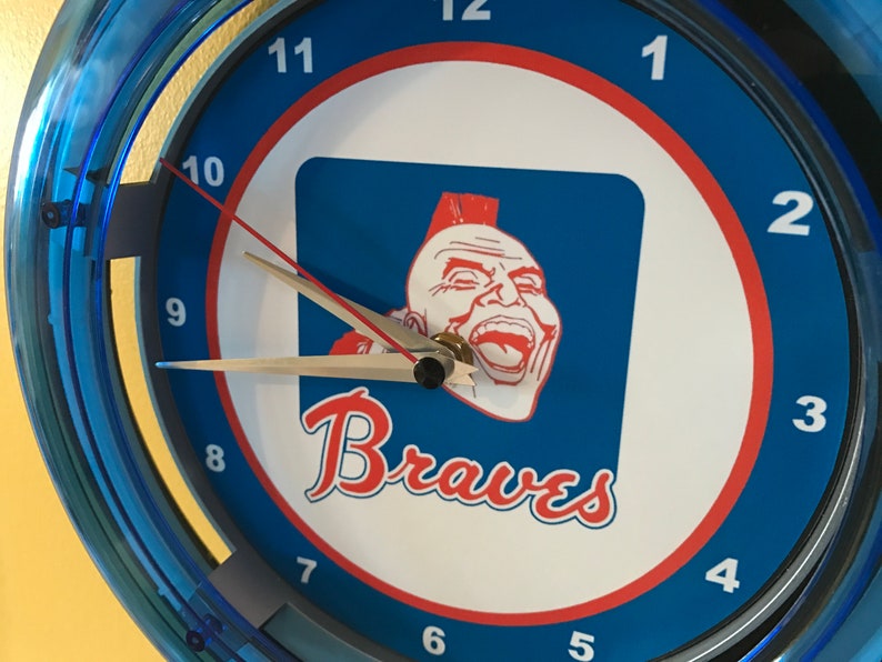 Atlanta Braves Throwback Baseball Bar Neon Wall Clock Man Cave Sign - Etsy