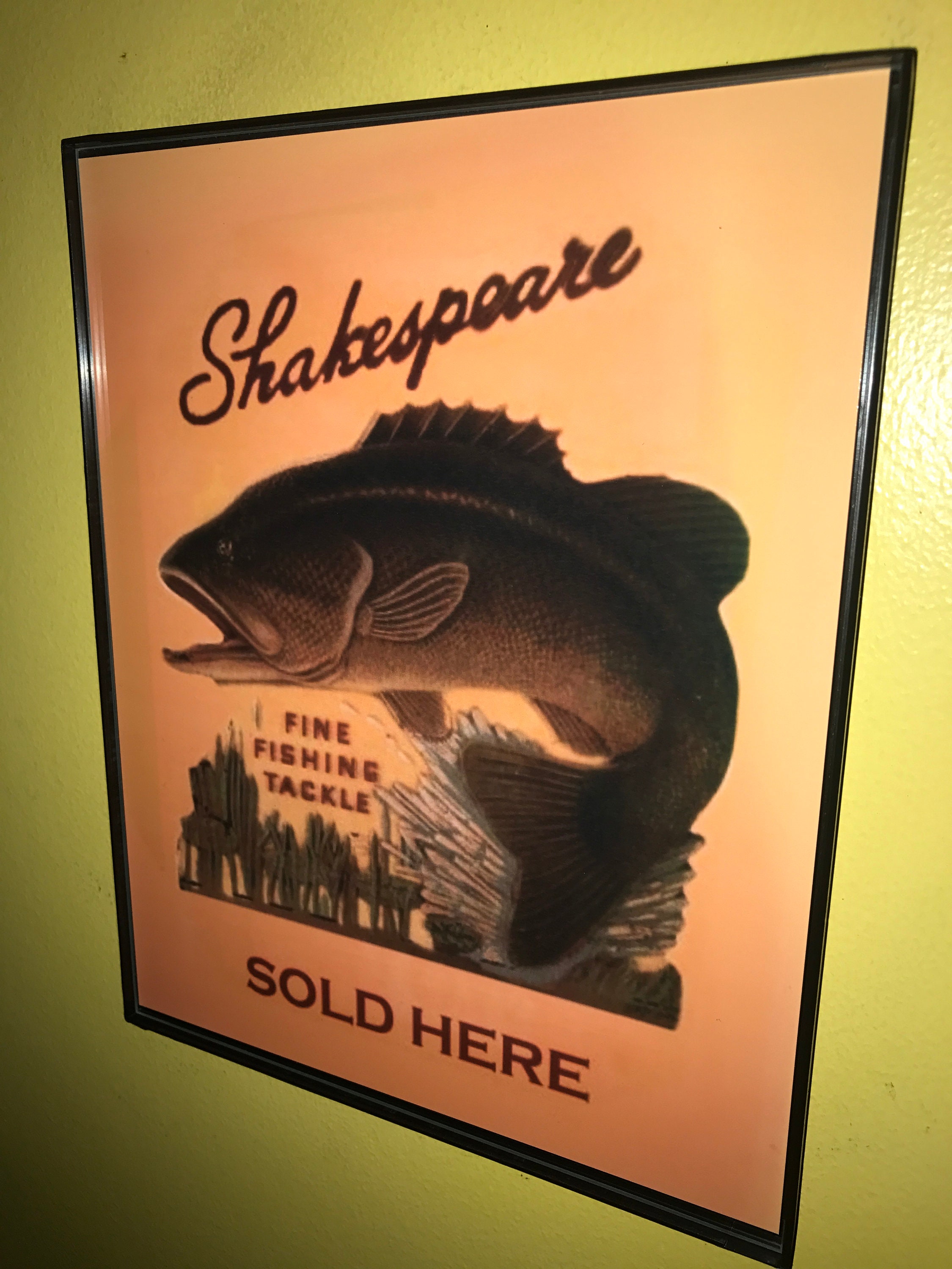 Shakespeare Fishing Lure Bait Shop Bar Framed Advertising Print Man Cave  Sign 