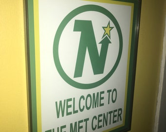 Minnesota North Stars Wild Throwback Hockey Stadium Gameroom Framed Advertising Print Man Cave Sign