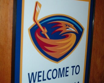 Atlanta Thrashers Hockey Stadium Sala de juegos Impresión publicitaria enmarcada Man Cave Sign