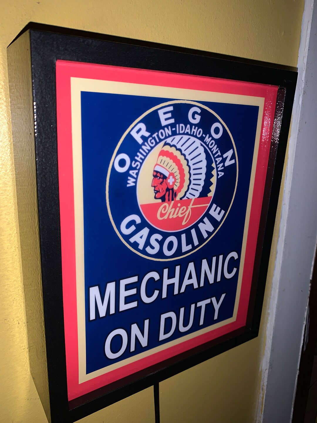 Oregon Chief Oil Gas Service Station Garage Bar Man Cave Lighted ...