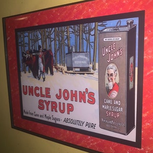 Onkel John's Ahornsirup Pfannkuchen Kitchen Diner Store Bar Gerahmte Werbung Print Man Cave Sign