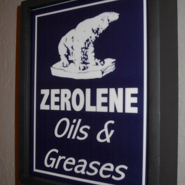 Zerolene Polar Bear Grease Oil Service Gas Station Garage Mechanic Man Cave Lighted Advertising Sign