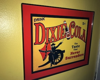 Dixie Cola Soda Fountain Kitchen Diner Bar Framed Advertising Print Man Cave Sign