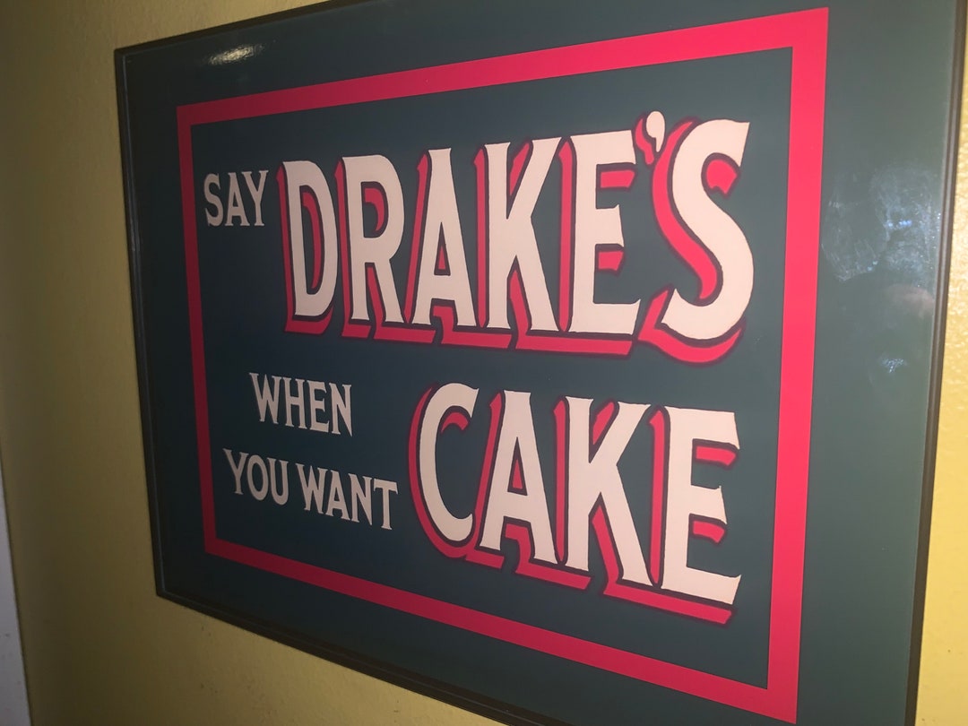 Drake's Cake Bakery Grocery Store Kitchen Diner Framed Advertising ...