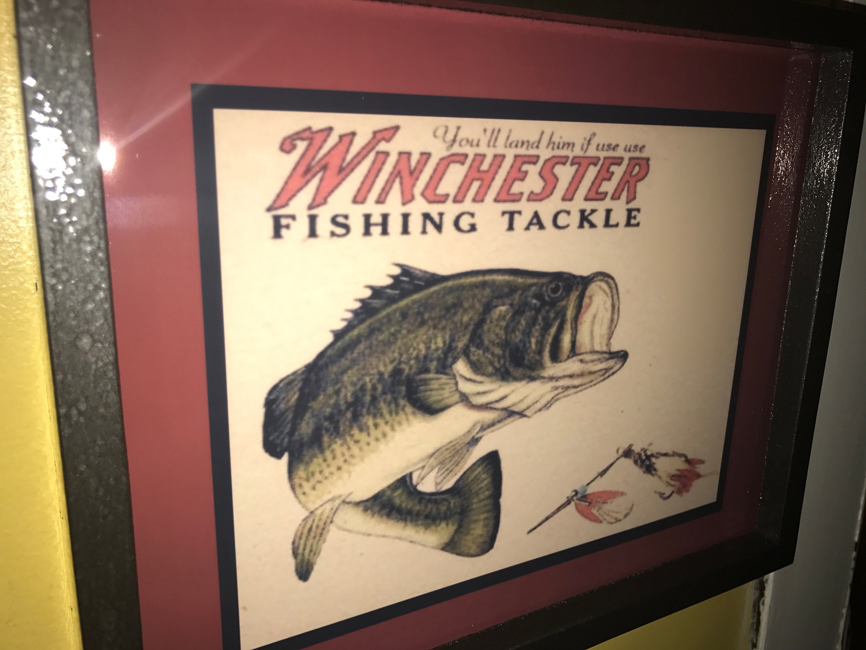 Winchester Fishing Tackle Bass Lures Bar Man Cave Enseigne