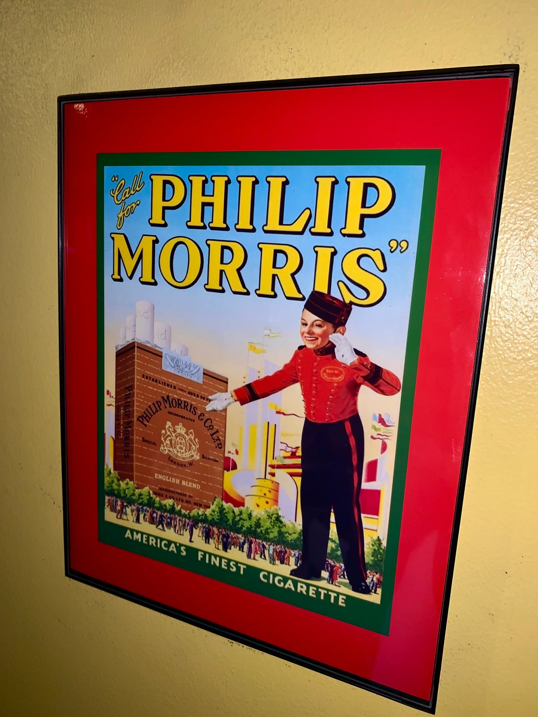 Phillip Morris Cigarettes Smoking Tobacco Store Bar Framed Advertising Print Man Cave Sign Etsy
