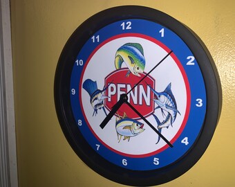 Penn Deep Sea Fishing Reel Tackle Bait Shop Man Cave Advertising Black  Clock Sign -  Canada