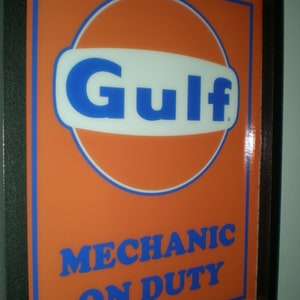 Gulf Oil Gas Service Station Garage Mechanic Man Cave Lighted ...