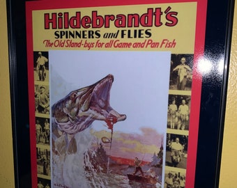 Hildebrandt's Spinners Flies Fishing Lure Tackle Bait Shop Bar Framed  Advertising Print Man Cave Sign 