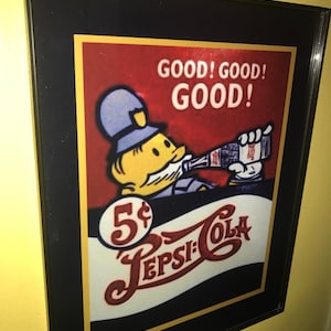 Pepsi Cola Good Good Cop Policía Soda Fountain Kitchen Diner Bar Framed Advertising Print Man Cave Sign