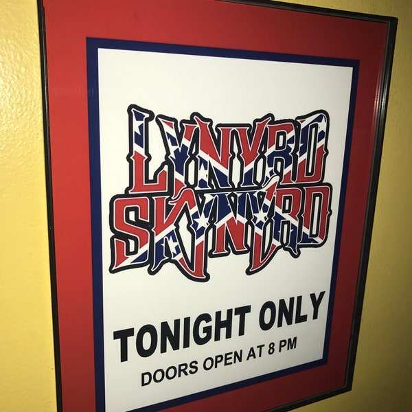 Lynyrd Skynyrd Panneau de concert de rock sudiste pour bar de concert, impression publicitaire encadrée, homme des cavernes