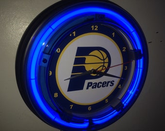 Indiana Pacers Basketball Man Cave Bar Neon Wall Clock Man Cave Sign