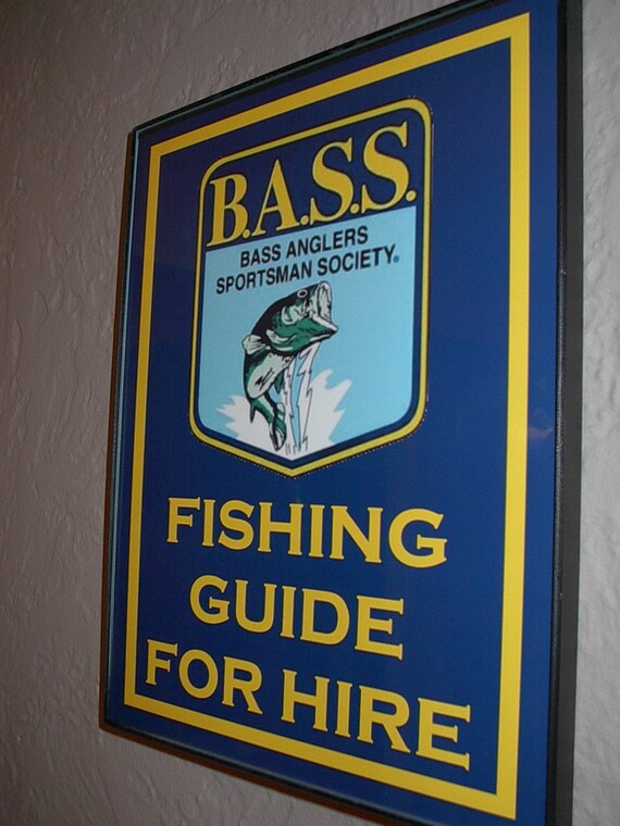 BASS Fishing Guide Bait Shop Store Bar Framed Advertising Print Man Cave  Sign 