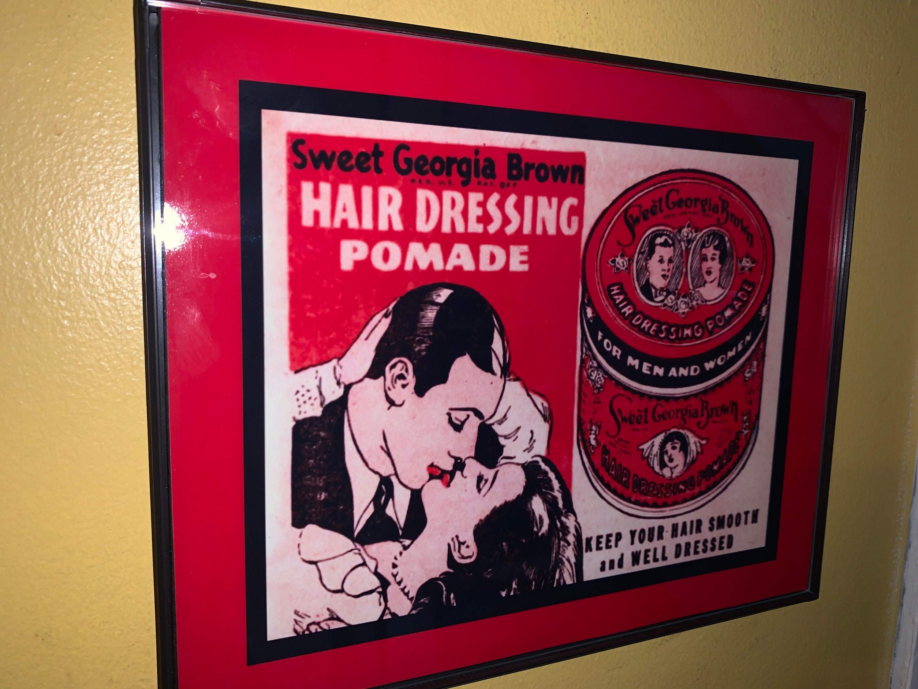 Sweet Georgia Brown Hair Pomade Barber Shop Bar Framed Advertising Print Man Cave Sign