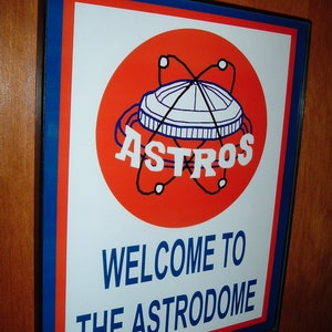 Houston Astros Baseball Throwback Stadium Gameroom Framed Advertising Print Man Cave Sign