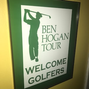 Ben Hogan Tour PGA Golf Golfer Clubhuis Gameroom Ingelijste reclameprint Man Cave Sign